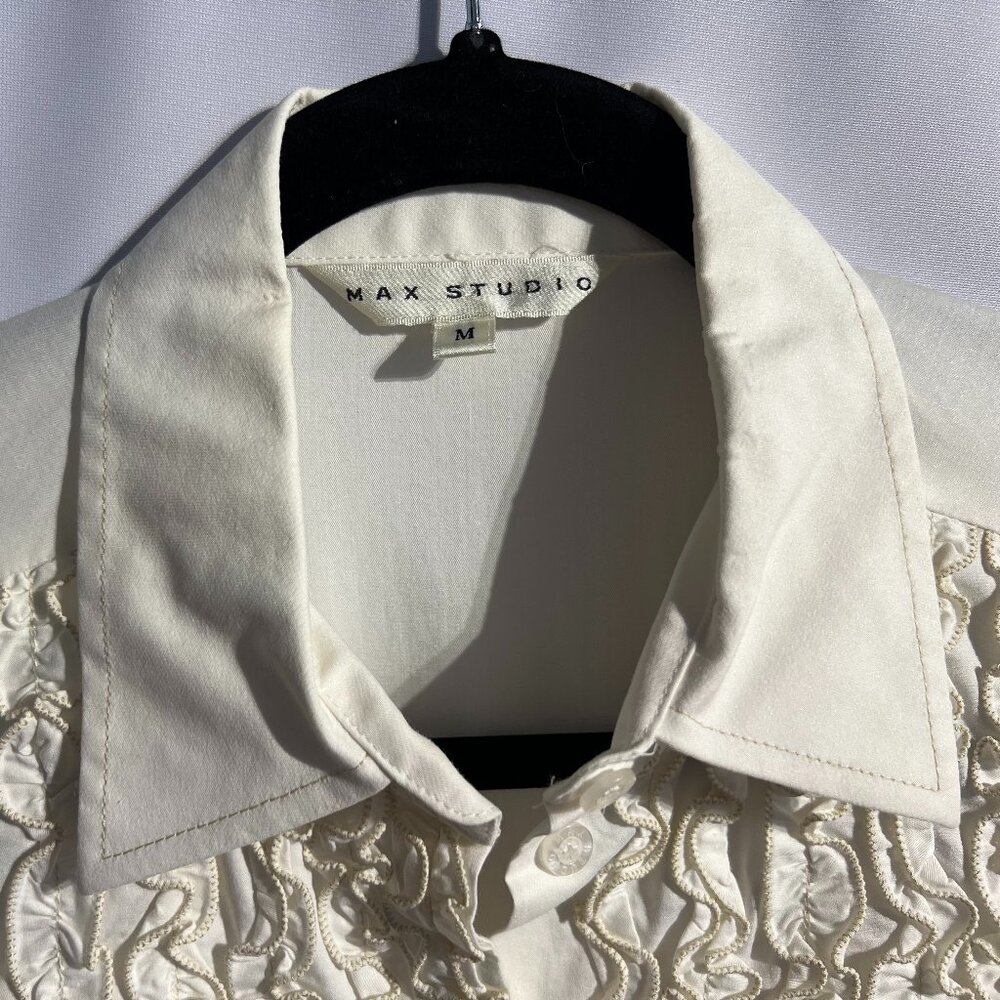Max Studio White Ruffle Shirt - Picture 4 of 8